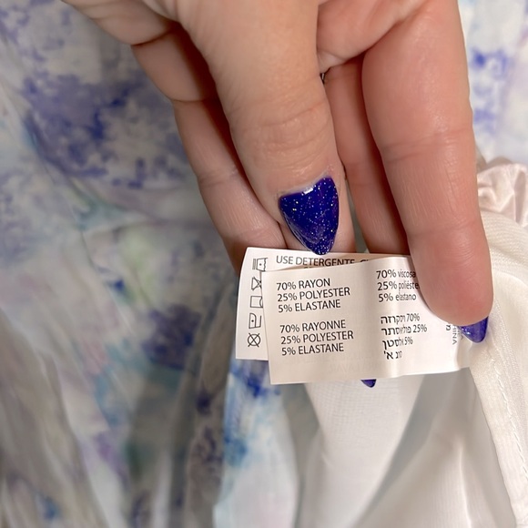 NWT DEX Pastel Mauve Blue Watercolor Sleeveless Ruffle Dress - Picture 6 of 7